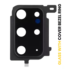 Back Camera Lens With Cover Bezel Ring Compatible For Samsung Galaxy S20 Plus (Cosmic Black)